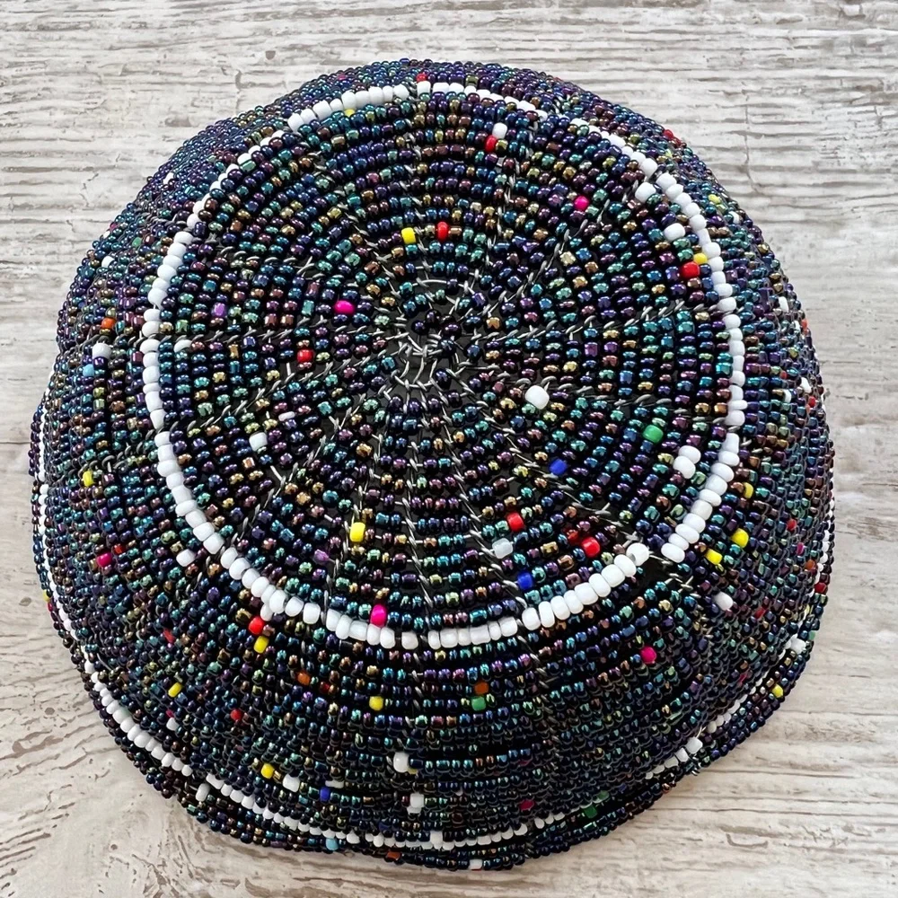 Handcrafted Wire and Seed Bead Bowl Multicolored Beaded Trinket 6” Dish